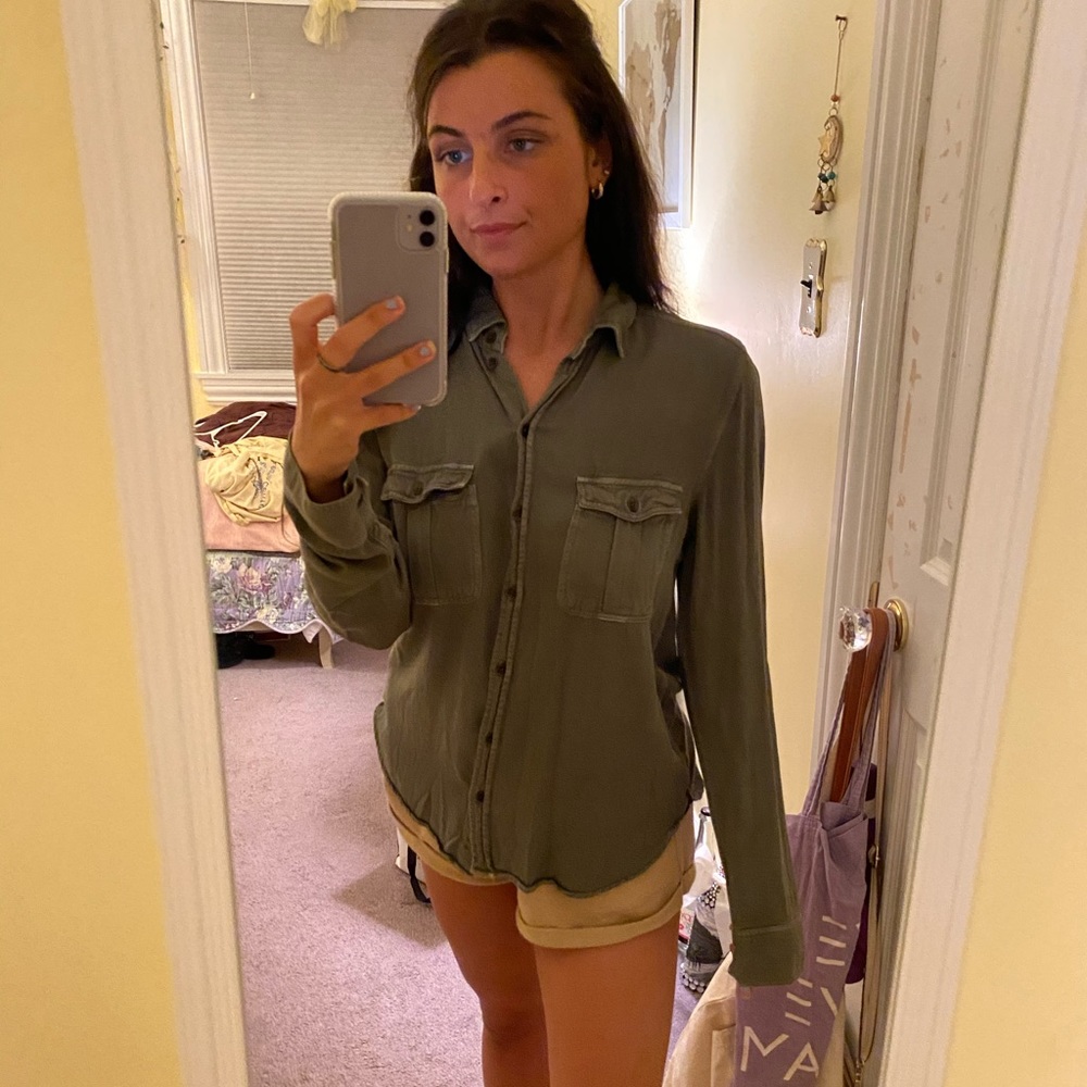 American eagle green button down